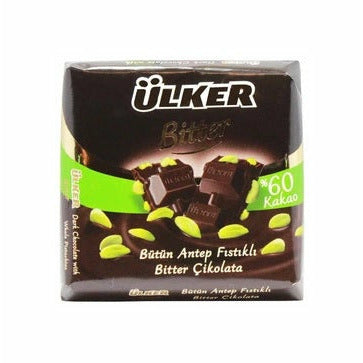 Ulker Bitter 60 Percent Pistachio Dark Chocolate 65g | Best Grocery