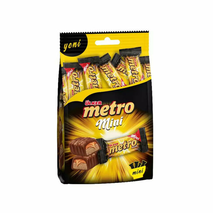 Ulker Metro Mini Chocolate Bar Mulipack (Sutlu Cikolata Kapli Karamel & Nugali Bar Coklu Paket) 102 g